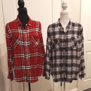 Lucky Brand Plaid Split Tail Buttons Down Shirts
